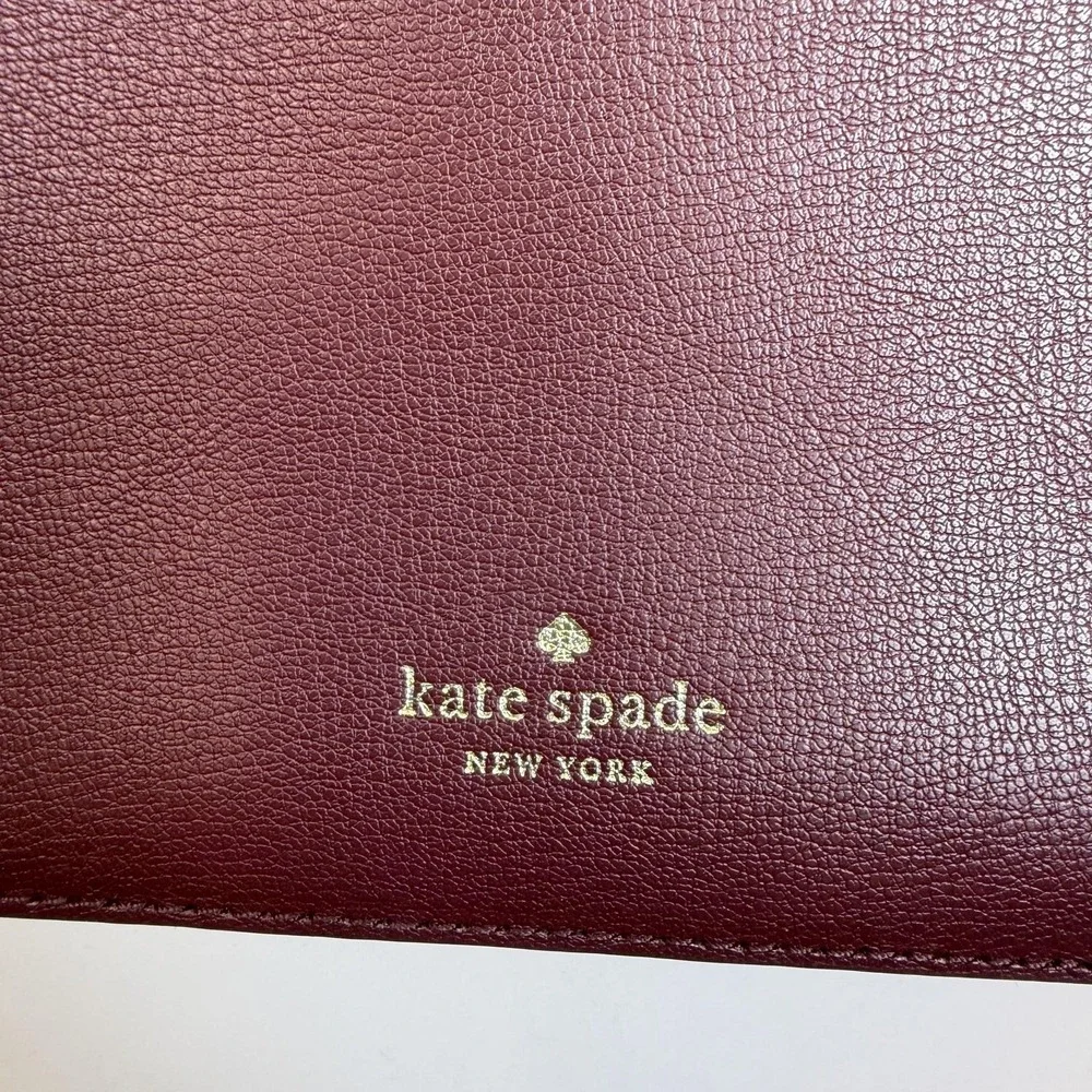 Kate Spade Crossbody Bag Womens Small Burgundy Leather Zip Purse Gold Hardware